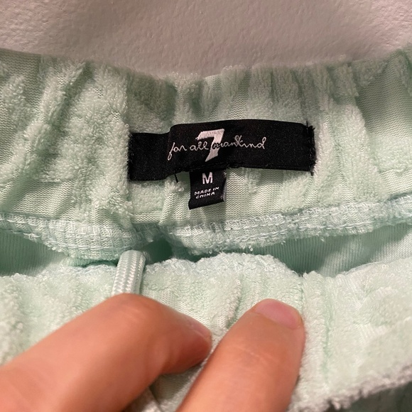 7 For All Mankind 2 Piece Terry Cloth Top XS , Short M Mint Set - Picture 4 of 10